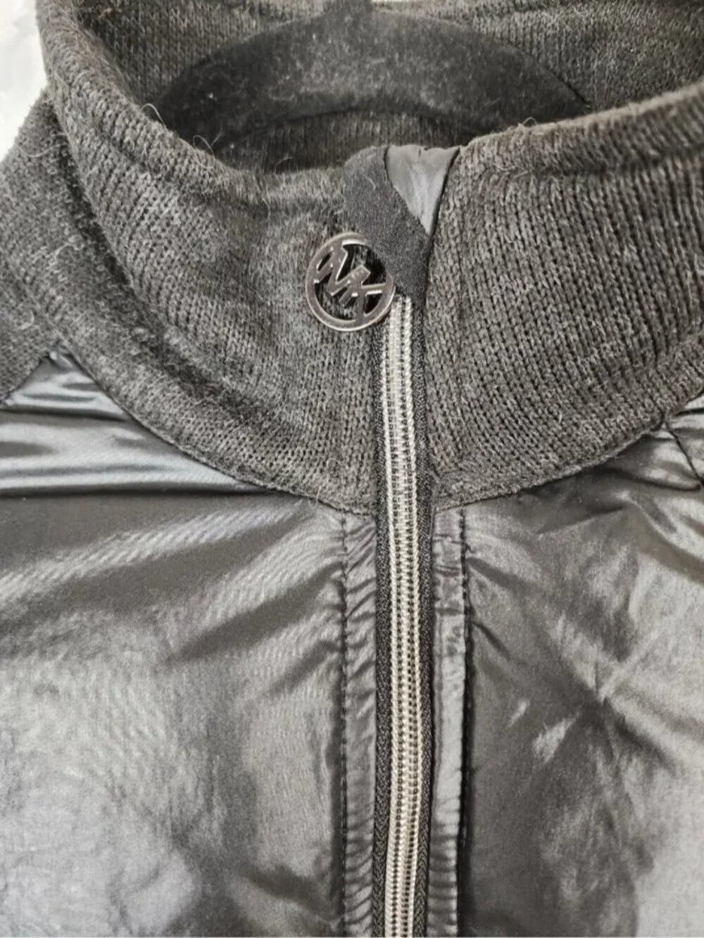 Michael Michael Kors Black Down Filled Quilted Puffer Sweater Jacket